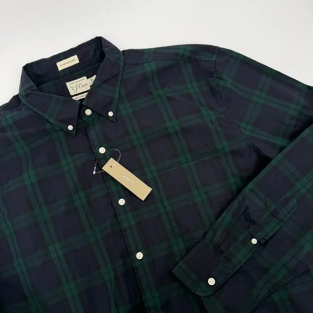J. Crew Sim Untucked‎ Button Down Long Sleeve Plaid XL Men's NWT